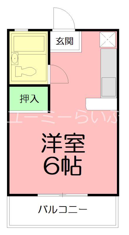 アーバンハイツ富士B棟(ワンルーム/2階)の間取り写真