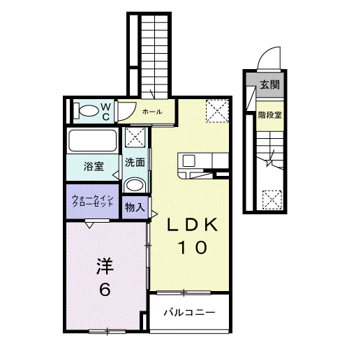 ヴェルプロムナード(1LDK/2階)の間取り写真
