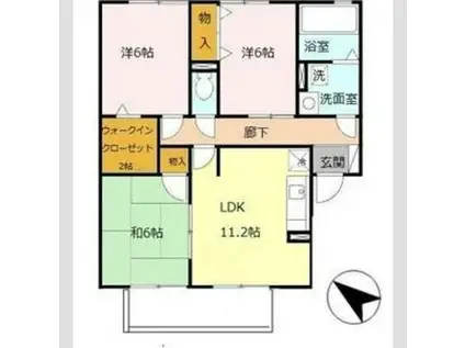 グレイスコートD棟(3LDK/1階)の間取り写真