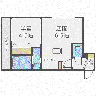 コートロティ南円山(1LDK/3階)の間取り写真