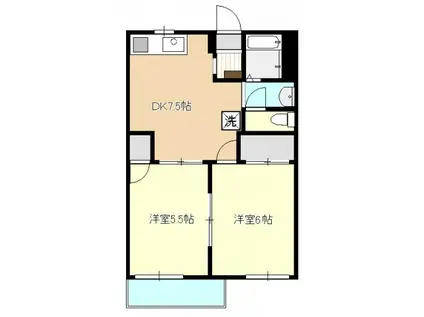 サクラメントヒル(2DK/1階)の間取り写真