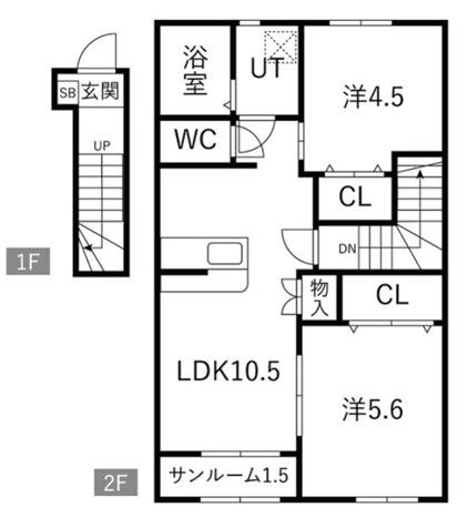 ジムカーナ(2LDK/2階)の間取り写真