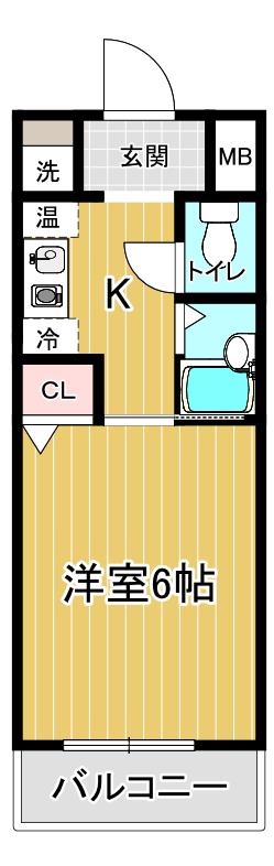 ウエストヒルズ三田II番館(1K/2階)の間取り写真