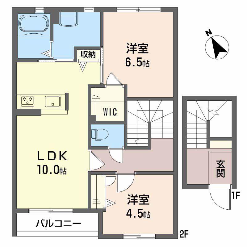ヴィラーチェ・シエロ(2LDK/2階)の間取り写真