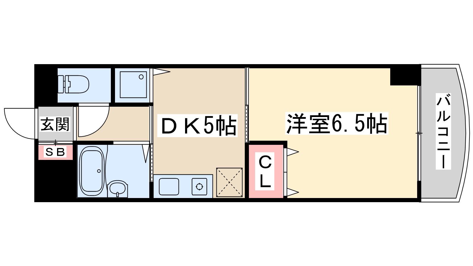 ノルデンハイム東三国(1DK/8階)の間取り写真