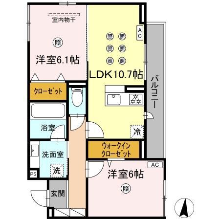 M&S RESIDENCE RIVERSIDE(2LDK/3階)の間取り写真