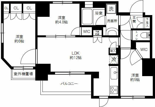 エターナル南千住グランTOKYO(3LDK/3階)の間取り写真