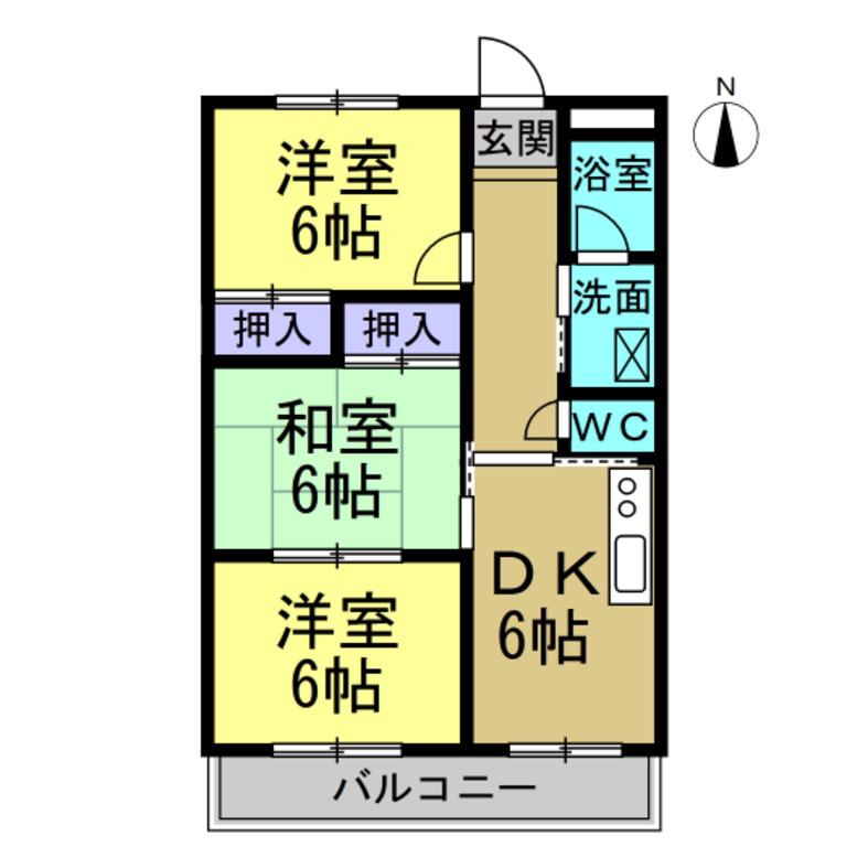 アーバン208(3DK/1階)の間取り写真