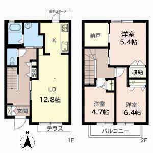 KSアプローズA棟(3LDK/1階)の間取り写真
