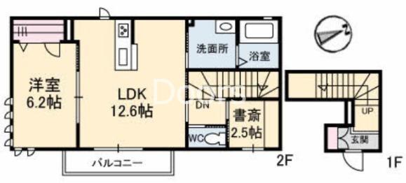 アルトピアーノ京山(1LDK/2階)の間取り写真