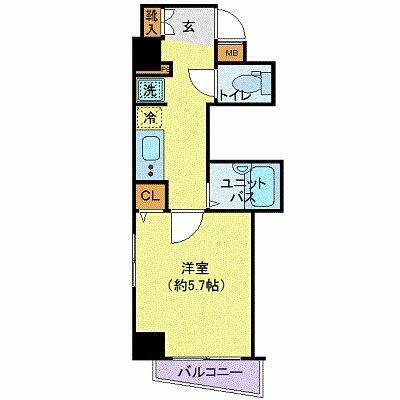 プレール・ドゥーク木場親水公園(1K/2階)の間取り写真