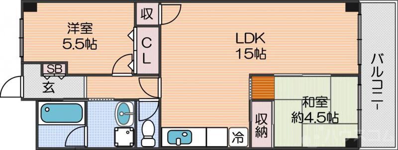 パレ北加賀屋(2LDK/4階)の間取り写真
