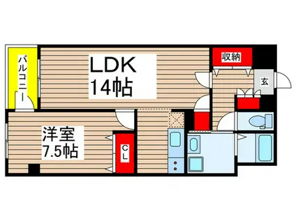 PIER3(1LDK/4階)の間取り写真