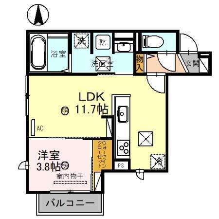 セジュール汀(1LDK/1階)の間取り写真