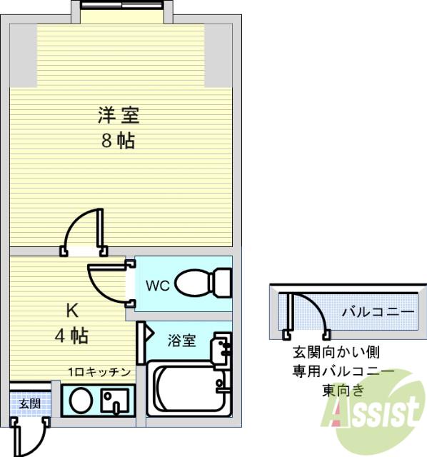 オーナーズ鉢塚(1DK/5階)の間取り写真