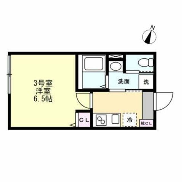 ベイルーム相模原LINO(1K/2階)の間取り写真