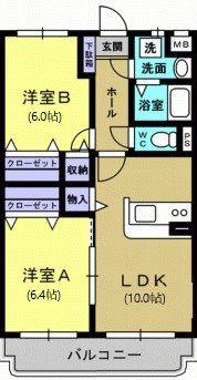 ユーミーEBINUMA(2LDK/1階)の間取り写真