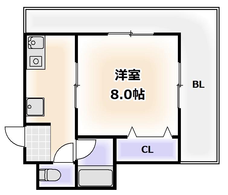 エクセル難波(1DK/4階)の間取り写真