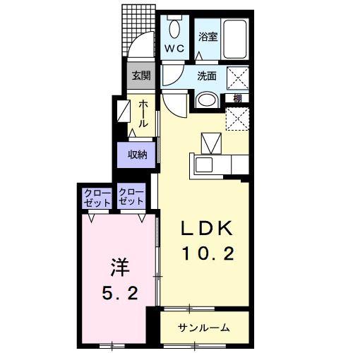 Eーブライトレジデンス(1LDK/1階)の間取り写真