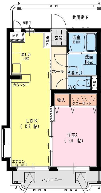 クローバー(1LDK/4階)の間取り写真