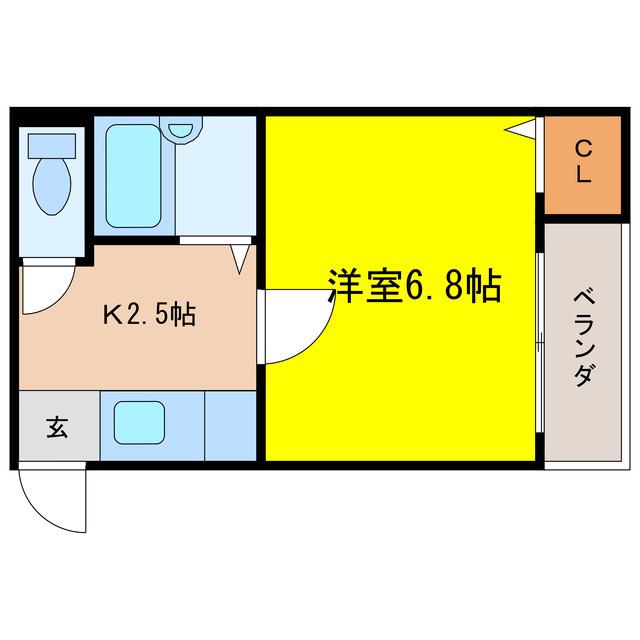アクアエターナル(1K/2階)の間取り写真