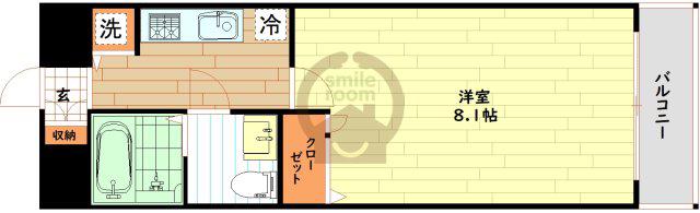 ラナップスクエア南堀江(1K/8階)の間取り写真
