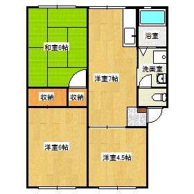 あさひコーポB(3DK/1階)の間取り写真