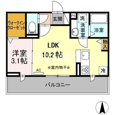 D-ROOM NOHN(1LDK/2階)の間取り写真