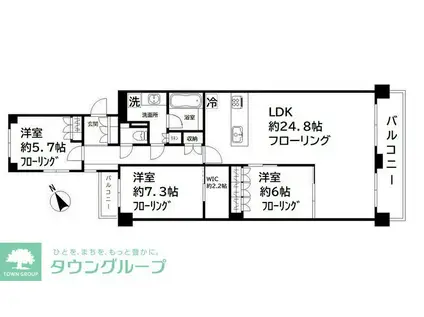 テラス本八幡(3LDK/7階)の間取り写真