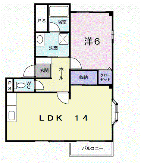 ウイニングラン I棟(1LDK/2階)の間取り写真