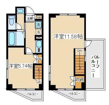PLAISIR千歳烏山(2K/6階)の間取り写真