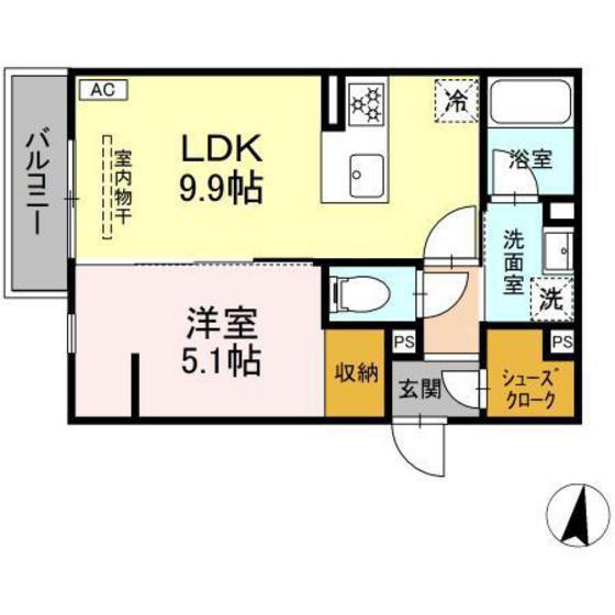 DBLESS川崎 イースト(1LDK/3階)の間取り写真