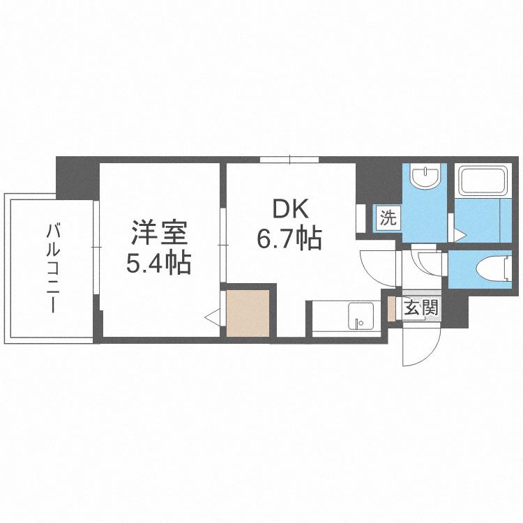 TLRレジデンス難波東(1DK/3階)の間取り写真