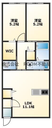 CASTELLO D棟(2LDK/2階)の間取り写真