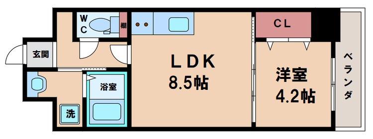 グランパシフィック帝塚山INNOVATION(1LDK/9階)の間取り写真