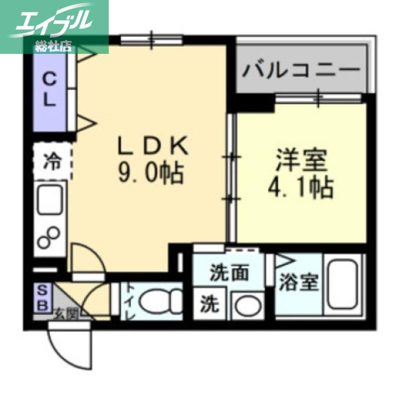 グランシェード川入(1LDK/3階)の間取り写真