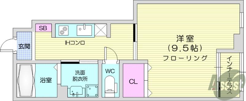 仙台空港鉄道 名取駅 徒歩14分 2階建 築2年(1K/1階)の間取り写真
