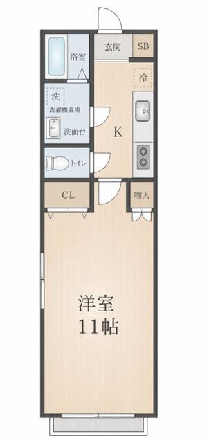 ふるーる東中野(1K/2階)の間取り写真