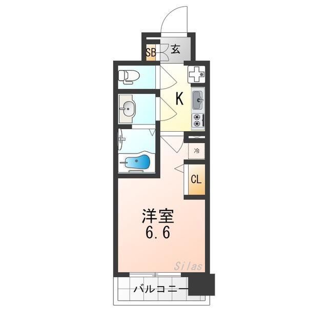 プラシード京都(1K/9階)の間取り写真