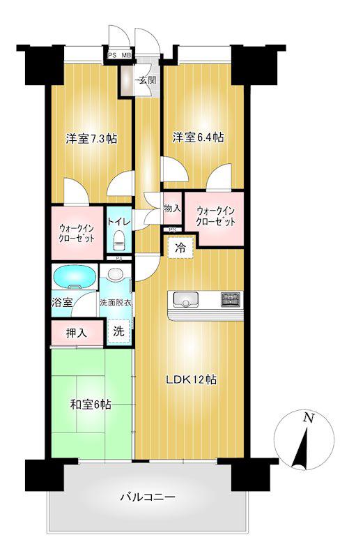 アイディーコート高崎(3LDK/10階)の間取り写真