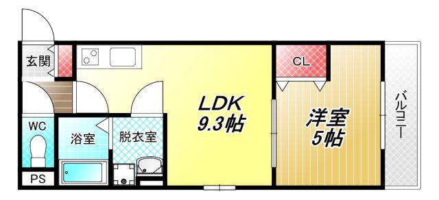 PARKSIDE MITO(1LDK/2階)の間取り写真
