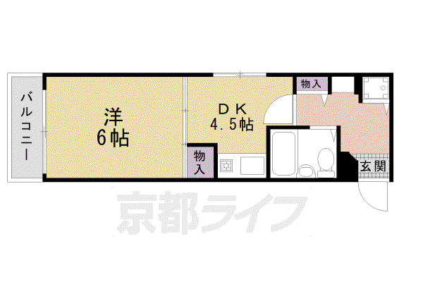 ライオンズマンション京都三条大宮(1DK/1階)の間取り写真