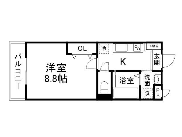 GRANDIR西院(1K/2階)の間取り写真