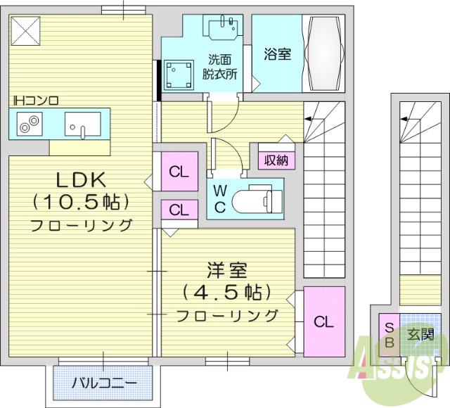 ROUTE48(1LDK/2階)の間取り写真