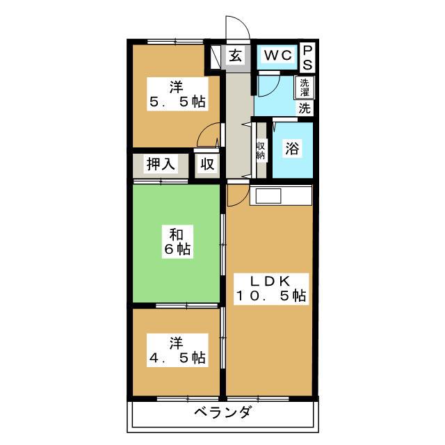アーバンステイ森川B(3LDK/3階)の間取り写真