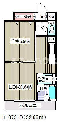 グランヴィラ(1LDK/2階)の間取り写真