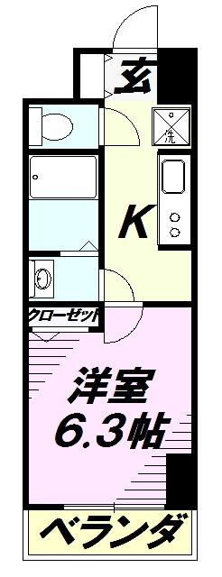 セントランド所沢(1K/10階)の間取り写真
