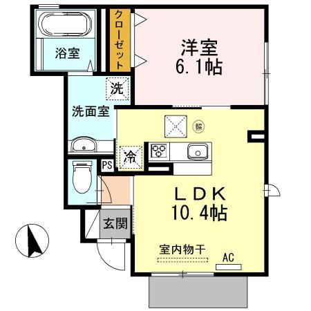 ハートランド(1LDK/1階)の間取り写真