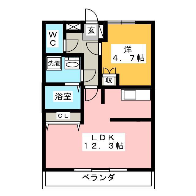 SUN PALACE(1LDK/2階)の間取り写真