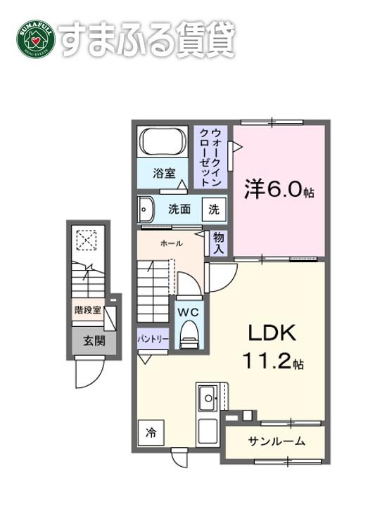 ノイエクレスト(1LDK/2階)の間取り写真